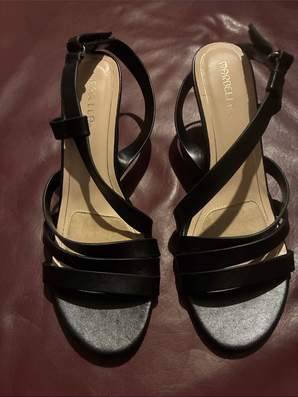 Marcello Black Strappy Low-Heel Sandals